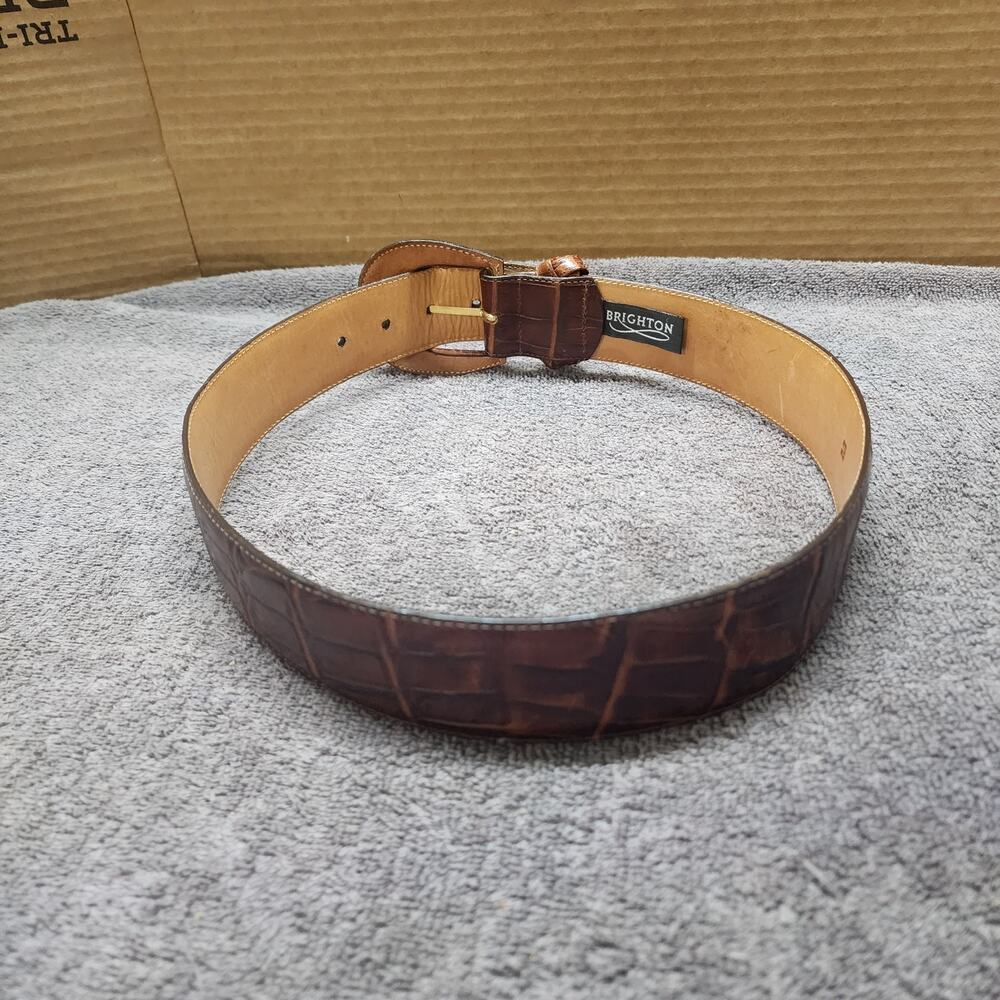 Vintage Brighton brown leather belt women size Medium b49 - Picture 3 of 6